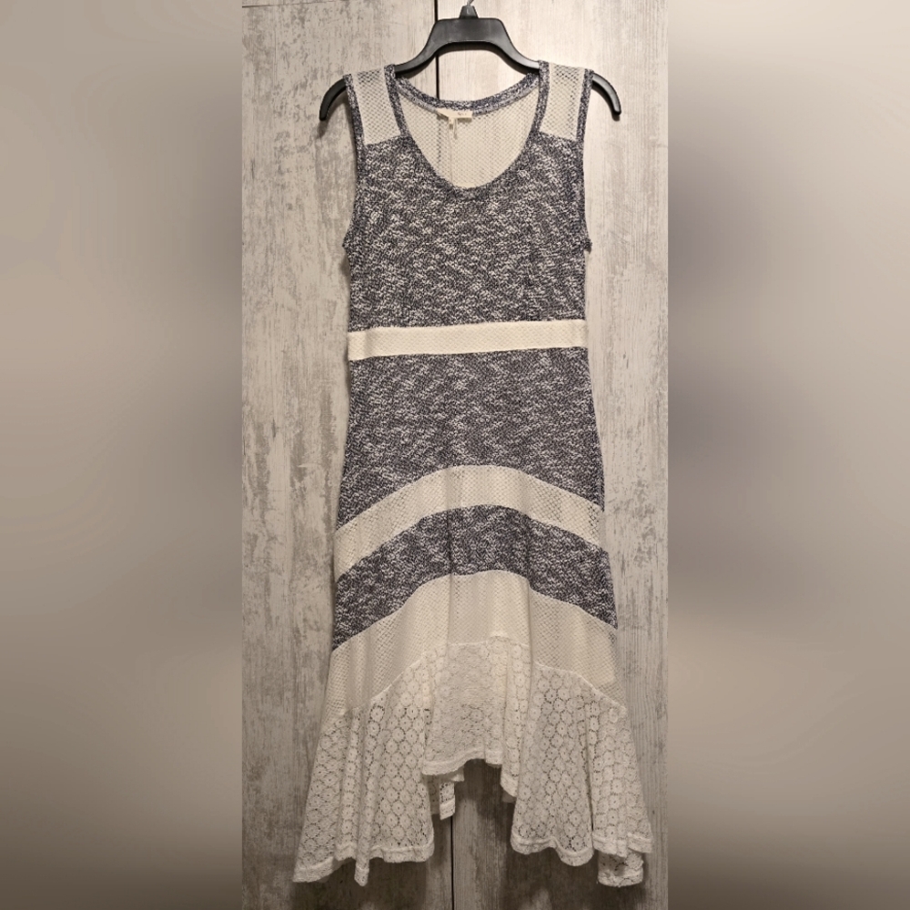 Knitted Mermaid Hem Dress with Lace Inserts